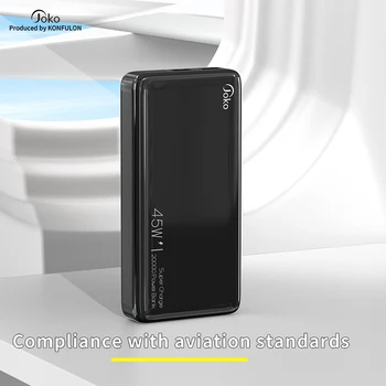 KONFULON Небольшой Размер 20000 мАч PD 45 Вт Блок питания для быстрой зарядки с 2 выходами USB Type-C Портативный блок питания для iPhone Huawei 16