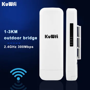 KuWFi 300 Мбит/с Wifi Ретранслятор Беспроводной 2,4 G Наружный Wi FI Маршрутизатор Двухточечный Wifi Усилитель сигнала Увеличивает Дальность действия Wi-Fi на 1-3 км