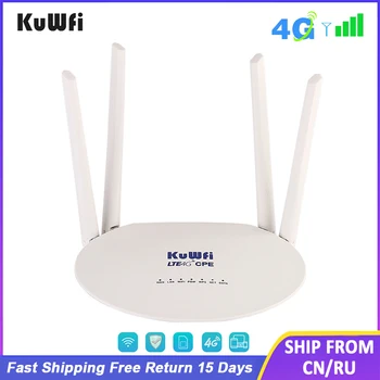 KuWFi 4G LTE Маршрутизатор 150 Мбит/с Беспроводной 3G/4G Модем CAT4 Разблокировка WiFi Маршрутизатора FDD/TDD SIM-карта с 4 шт. Антеннами До 32 Пользователей 10