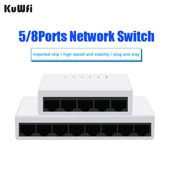 KuWFi 5/8-Портовый Настольный сетевой коммутатор 10/100 Мбит/с Ethernet Switch Adapter Быстрый RJ45 Ethernet Switcher Автоматическое Переключение MDI/MDIX 5