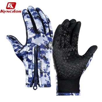 Kyncilor/ Зимние Теплые Велосипедные перчатки с полным пальцем, водонепроницаемые Велосипедные перчатки для мужчин и женщин, Камуфляжные велосипедные перчатки с сенсорным экраном 5