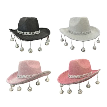 L93F шляпа с блестками, ковбойская шляпа, универсальная шляпа для мужчин, женщин, певцов, комиков