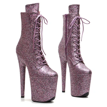 Leecabe/Женские вечерние туфли на платформе и высоком каблуке с блестящим верхом 20 см/8 дюймов, ботинки для танцев на шесте 1