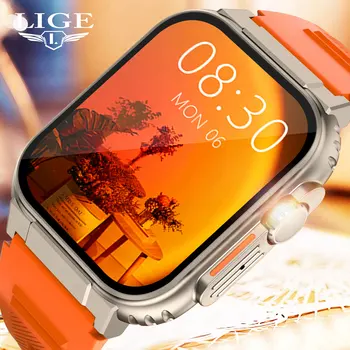 LIGE 600 мАч Новые Ультра Смарт-часы Мужские Bluetooth Вызов TWS Локальная Музыка Спортивные Часы 1,96 