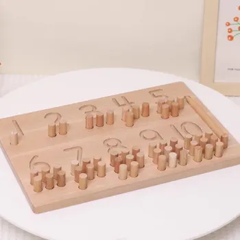LIQUI Деревянные доски с номерами 1-10 и 55 колышками для обучения счету, развивающая игрушка Монтессори Математическая Манипулятивная Счетная игрушка 15