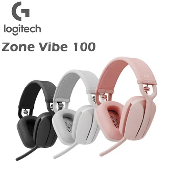 Logitech Zone Vibe 100 Легкие беспроводные наушники с микрофоном с шумоподавлением, усовершенствованный многоточечный игровой интерфейс Bluetooth 10