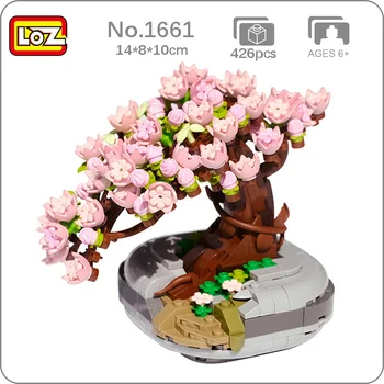 LOZ Вечный Цветок Розовая Сакура Вишневое дерево Горшечное растение 3D Модель DIY Мини Блоки Кирпичи Строительная игрушка для детей Подарочная сборка Moc