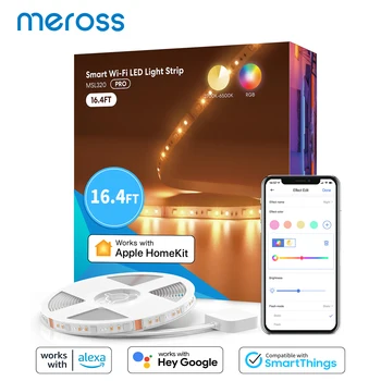 Meross HomeKit Smart Strip Light WiFi светодиодная лента RGBWW TV Подсветка 18 Вт Работает с Siri Alexa Google Assistant SmartThings