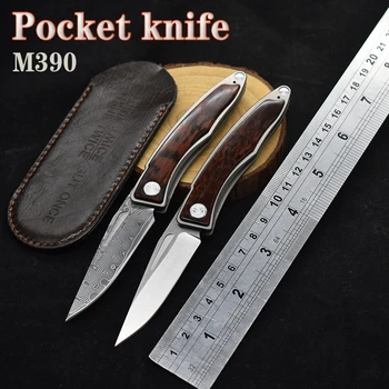 Mini CR Дамасский /M390 стальной карманный подшипник, Складной нож, Змеиная деревянная ручка, Портативный защитный нож для выживания в кемпинге на открытом воздухе, Gife 12