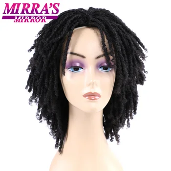 Mirra's Mirror 6-дюймовый синтетический кудрявый парик, короткие парики с дредами для женщин, черные коричневые плетеные парики в стиле афро 2