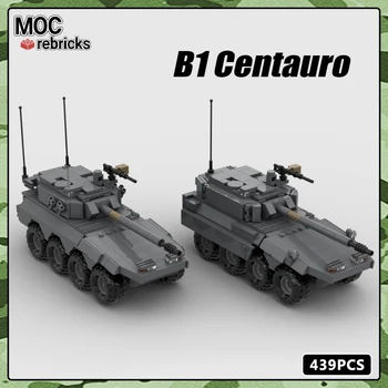 MOC Военная серия WW2 B1 Centauro бронетранспортер, солдат, оружие, строительный блок, кирпичные игрушки для детей, рождественские подарки