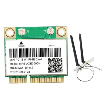 MPE-AXE3000H Wifi Карта С антенной WiFi 6E 2400 Мбит/с Mini PCI-E Для BT 5,2 802.11AX 2,4 G/5G/6GHz Аксессуары для сетевых карт Wlan