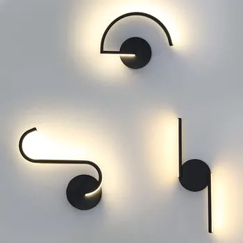 Nordic line черно-белый настенный светильник творческой личности, дизайнерское украшение, светодиодный прикроватный светильник для спальни, современный настенный светильник для прохода