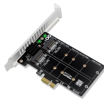 PH58 2 X M2 Карта адаптера SATA к PCIE Двухдисковая Дисплейная карта RAID-Разветвитель Карта Расширения Pcie X1 К NGFF M2 SATA SSD