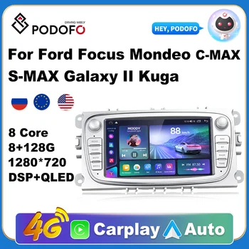Podofo Android 10 Автомобильный радиоприемник 2 Din Стерео приемник Автомобильный Мультимедийный плеер для Ford Focus S-Max Mondeo 2007-2012 Galaxy C-Max GPS 5
