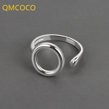 QMCOCO Серебряный Цвет, Выдалбливающее Геометрическое Круглое Открытое Регулируемое кольцо, Простая Ручная работа, Модные Ювелирные изделия Для женщин, подарки 9