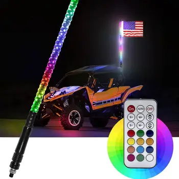 RGB светодиодные пляжные фонари для автомобиля, украшение для внедорожного мотоцикла, Антенна, Лампа, Флагшток с флагом C7F4 3