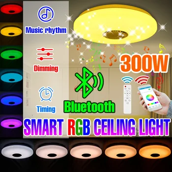 RGB светодиодный круглый потолочный светильник с дистанционным управлением приложением, умная люстра, встроенный динамик Bluetooth, освещение для настроения, декор для гостиной, спальни 3