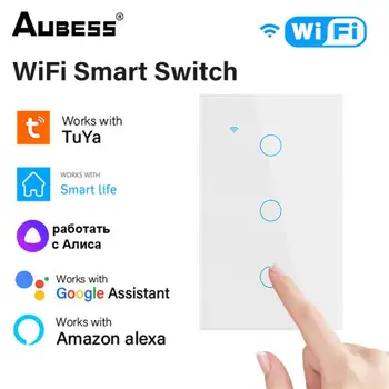 RYRA 1/2/3/4Gang Tuya Smart Life Сенсорный выключатель Домашней Лампы Настенная Кнопка Нейтральный Провод Работает С Alexa И Google Home Assistant