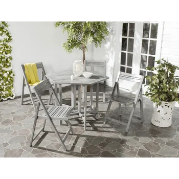 SAFAVIEH Outdoor Collection Стол и 4 стула Kerman серого цвета для стирки