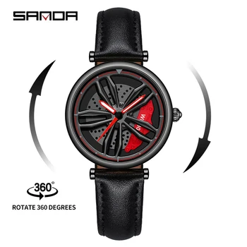 SANDA P1074 Роскошные Спортивные Автомобильные Колесные Часы Для Мужчин, Лидирующий Бренд, Ободной Циферблат, 3D Модные Мужские Водонепроницаемые Наручные Часы Relogio Masculino 12