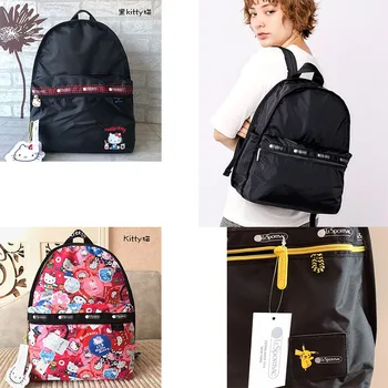 Sanrio Hello Kitty Lesportsac, Практичная Легкая дорожная сумка с принтом Аниме, рюкзак среднего размера 7812 13