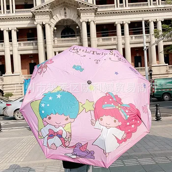 Sanrio Kuromi Cinnamoroll; Складной Автоматический Зонт для девочек с рисунком 