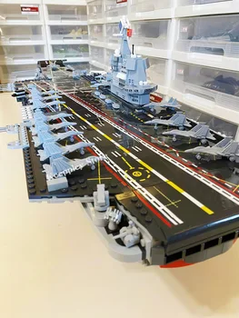 Sembo Block Авианосец Шаньдун Со светодиодными строительными блоками Военный линкор Кирпичное Оружие Военный корабль игрушки Корабль Warcraft Лодка 3