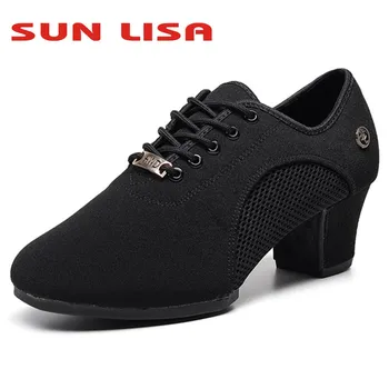 SUN LISA/ Женские кроссовки из оксфордской кожи и резины на толстом каблуке для бальных современных латиноамериканских танцев 3