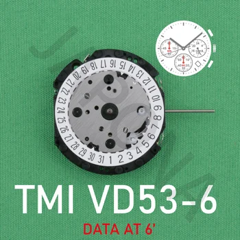 TMI VD53C-6 (3.6.9) японский кварцевый механизм с одной календарной датой на 6 шести контактах 3/6/9 бит с малой секундой vd53 6