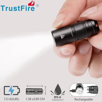 Trustfire Mini2 Перезаряжаемый Мини светодиодный Фонарик USB Брелок 250 Люмен Карманный фонарь IPX8 EDC Портативные Фонарики Лампа 15