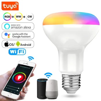 Tuya Wifi светодиодный Светильник E27 Лампы 15 Вт RGB Лампа RGBWW С Регулируемой Яркостью, Изменяемый Цвет, приложение Smart Life, Работа С Alexa Google Для домашнего Декора 9