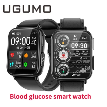 UGUMO ECG + PPG Неинвазивные Смарт-Часы для измерения уровня сахара в крови 1,91 дюйма, Монитор сердечного ритма, Артериального давления, Фитнес, Спортивные Умные Часы