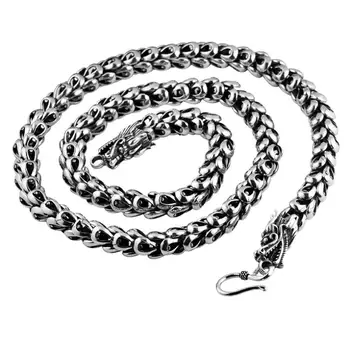 Unibabe Настоящее серебро Дракон Оригинальное ожерелье ручной работы из стерлингового серебра S925 Мужские ювелирные изделия Длинное Ожерелье S925 9