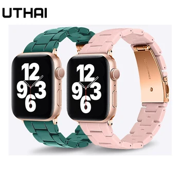 UTHAI F28 Браслет для Apple watch band 44 мм 40 38 42 41 45 Модная петля из искусственной смолы smartwatch iwatch серии 3 4 5 6 se 7 8 7