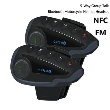 V8 Bluetooth Мотоциклетный шлем Домофон Переговорная гарнитура NFC Пульт дистанционного управления Полный дуплекс + FM для коммуникатора на 5 человек 7