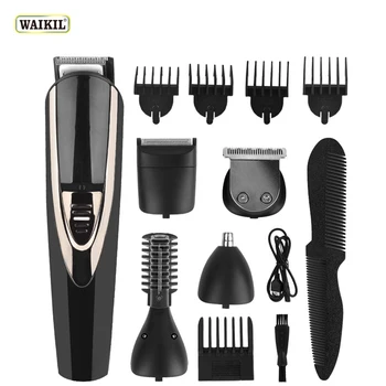 WAIKIL 5-в-1 Мультикинетический набор для стрижки волос USB перезаряжаемая электрическая машинка для стрижки носа и бровей, триммер для бороды, мужская машинка для стрижки волос 2