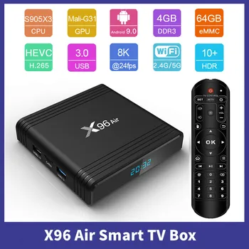 X96 Air Smart TV Box Android 9,0 Amlogic S905X3 4 ГБ 64 ГБ Макс 2,4 Г/5 Г Двойной WiFi BT BT4.0 8K 4k H.265 UHD Медиаплеер телеприставка 12