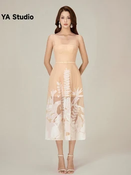 [YA Studio] Тяжелое платье из органзы, Нишевое Дизайнерское платье с вышивкой в виде леса, вечерние, приталенное, подвесное, Летняя мода 2023 г. 15