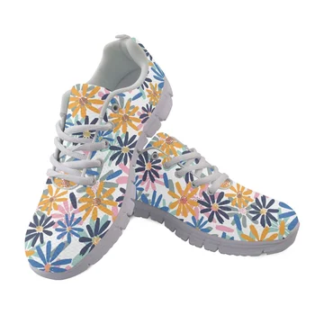Yikeluo, новые модные повседневные дышащие спортивные теннисные кроссовки с цветочным принтом листьев, сетчатая обувь на плоской подошве для женщин, прогулочная 1