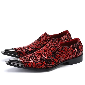 Zapatos/ Большие Размеры, 2023, Итальянская мужская обувь из натуральной кожи с красным принтом и острым носком, повседневная деловая обувь, вечерние модельные туфли для джентльменов 4