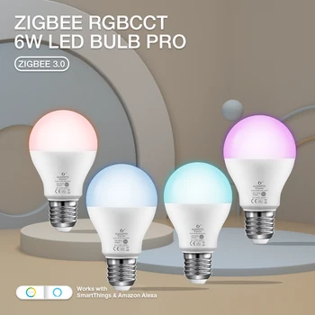 Zigbee 3,0 Gledopto RGBCCT 6 Вт Светодиодная Лампа Pro E26/E27, Меняющая Цвет, Для Украшения помещений, Спальни, Гостиной, Кухни, Приложение
