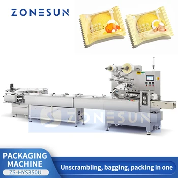 Автоматическая Горизонтальная Упаковочная машина ZONESUN Для упаковки Бисквитных Закусок, Вскрытия и Запечатывания ZS-HYS350U