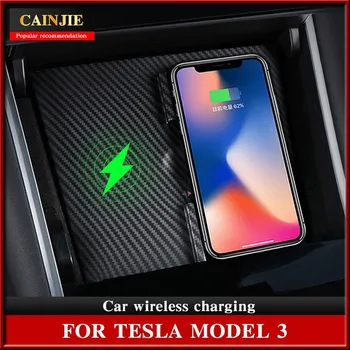 Аксессуары для Tesla Модель 3 Автомобильное беспроводное зарядное устройство Модель Y USB-порты Быстрое зарядное устройство Для двух телефонов Из углеродного АБС-пластика Третья модель 2021 1