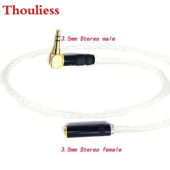 Аудиокабель Thouliess HIFI 8 Croes с серебряным покрытием 3,5 мм-3,5 мм от мужчины к женщине Aux Аудиокабель для автомобильных наушников, устанавливаемых на голову, Проводная линия 6