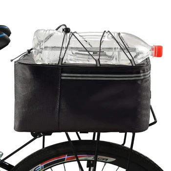 Багаж для хранения на задней полке велосипеда объемом 15 л, водонепроницаемая сумка для багажника велосипеда со светоотражающими полосками и эластичным ремешком на молнии из искусственной кожи с несколькими карманами