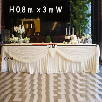 Белая Роскошная юбка для стола длиной 0,8x3 м с Поясом для Свадебного использования, Плинтус для Свадебного стола с Драпировкой