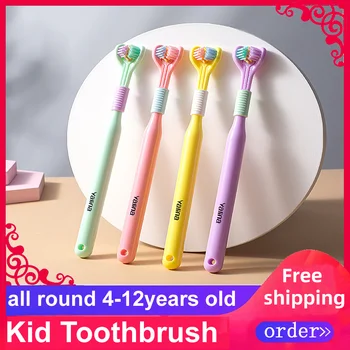 Бесплатная доставка Красочные 3D конфеты Цвет Дети Малыш 3 головки мягкие волосы Круглая зубная щетка 5
