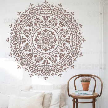 Большой трафарет Большой Для декора, шаблон для рисования на стену, мебель, Огромная Гигантская Мандала, Индийский Арабский Этнический Круглый 11