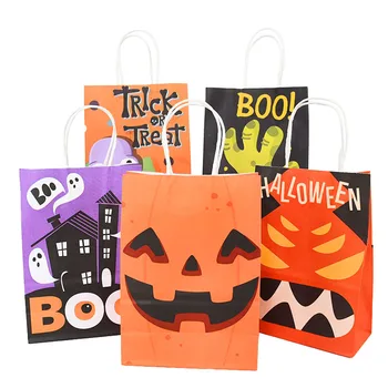 Бумажные подарочные пакеты для Хэллоуина, упаковка конфет в виде ужасного призрака тыквы, украшение для вечеринки на Хэллоуин, детский подарок, трюк или угощение 6